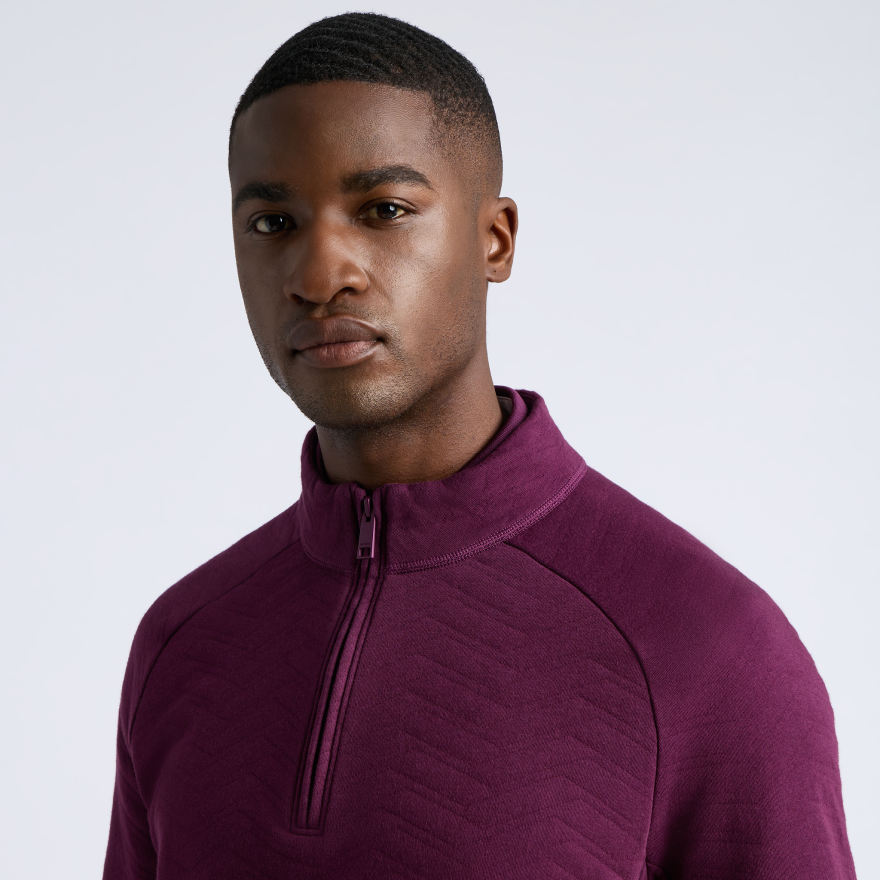 DUNES COTTON QUILTED 1/4 ZIP PULLOVER in DARK PLUM - Alternate Image 5