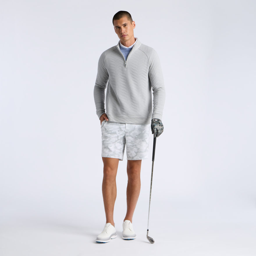 DUNES COTTON QUILTED 1/4 ZIP PULLOVER in NIMBUS MELANGE - Alternate Image 1