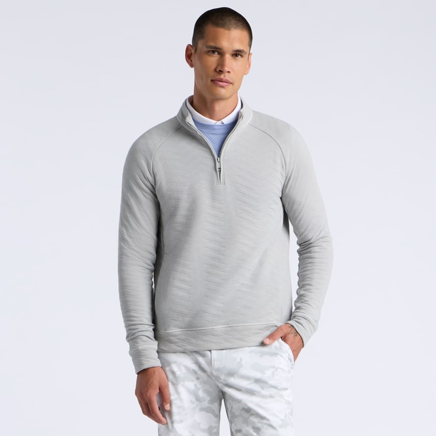 DUNES COTTON QUILTED 1/4 ZIP PULLOVER in NIMBUS MELANGE - Alternate Image 2