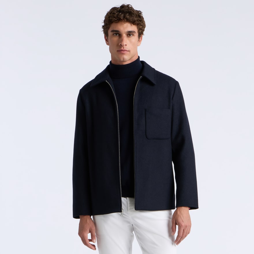 LTD RELEASE DOUBLE FACED MERINO WOOL CASHMERE SHIRT JACKET in Twilight - Alternate Image 2