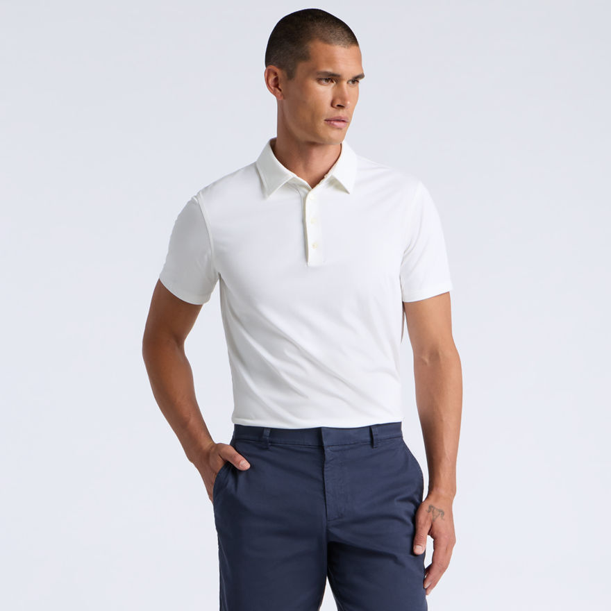 LUXE COTTON BLEND POLO in Snow - Alternate Image 2