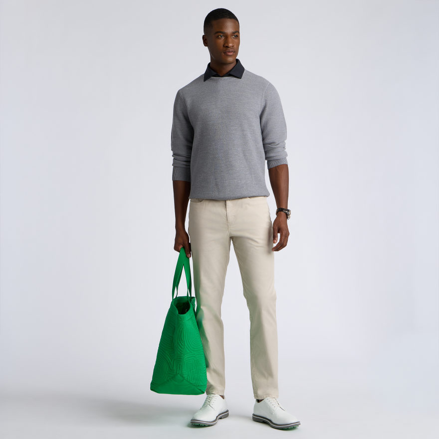 THE CLUB MERINO WOOL CREWNECK JUMPER in NIMBUS MELANGE - Alternate Image 1