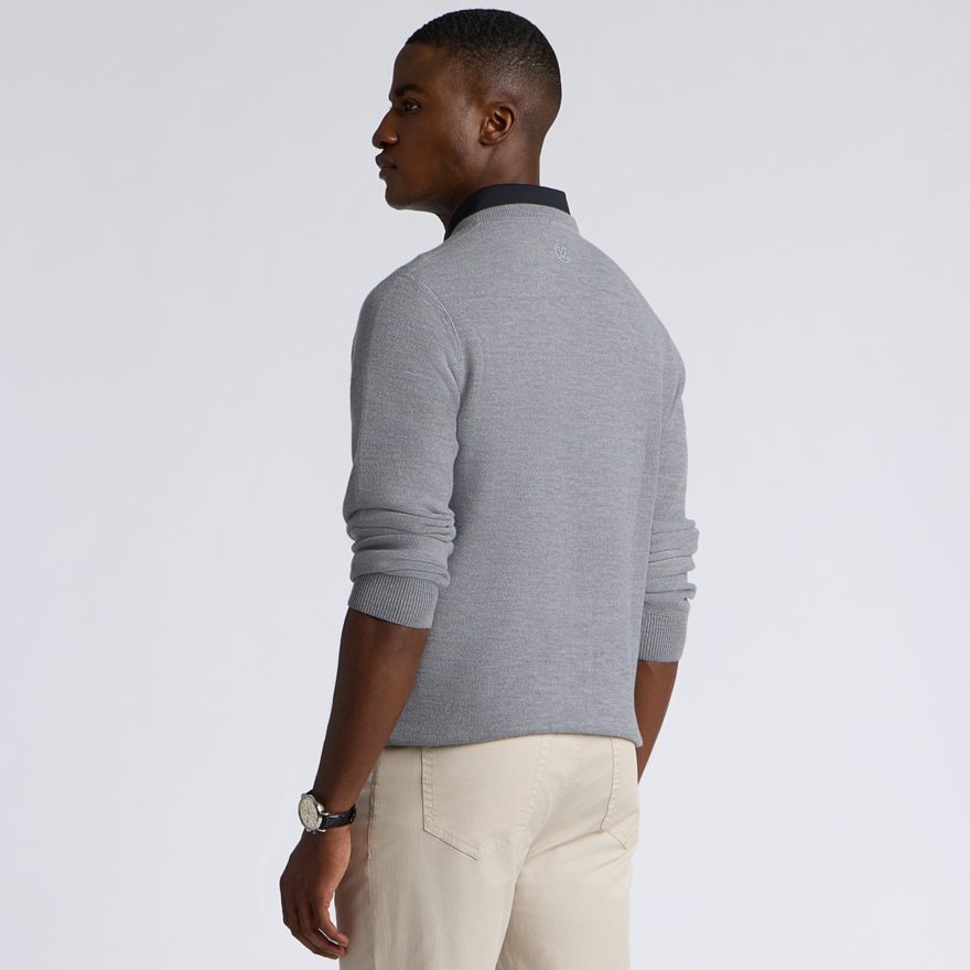 THE CLUB MERINO WOOL CREWNECK JUMPER in NIMBUS MELANGE - Alternate Image 3