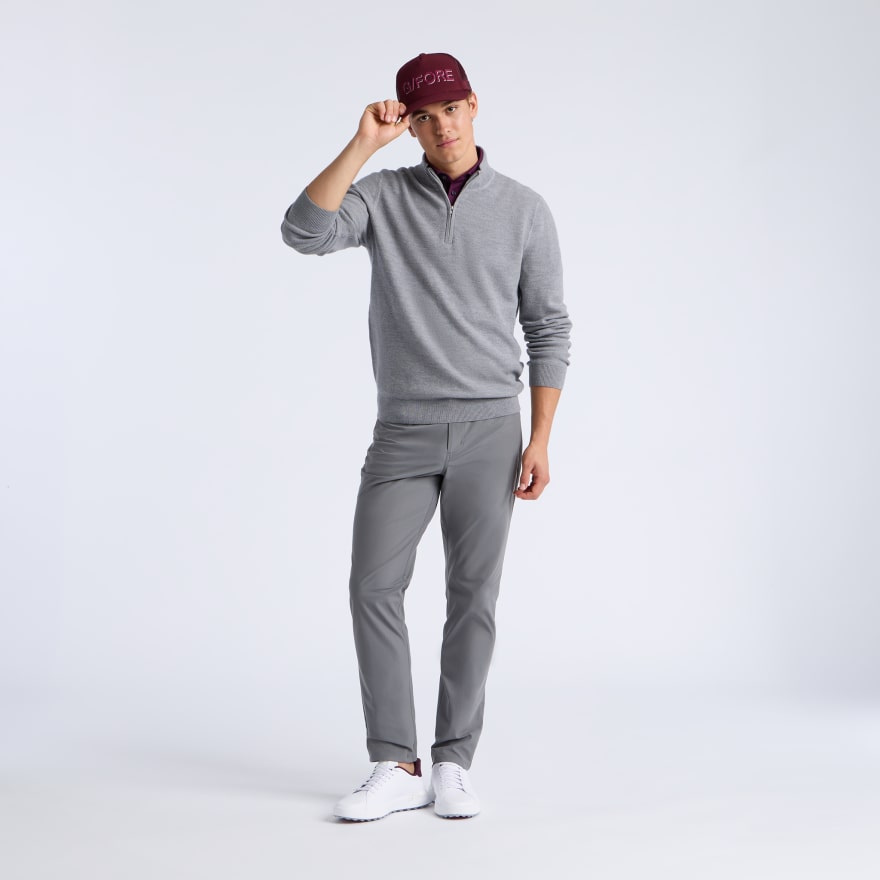 THE CLUB MERINO WOOL 1/4 ZIP SWEATER in NIMBUS MELANGE - Alternate Image 1