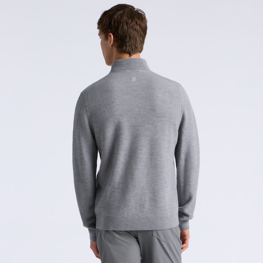 THE CLUB MERINO WOOL 1/4 ZIP SWEATER in NIMBUS MELANGE - Alternate Image 3