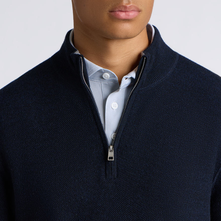 THE CLUB MERINO WOOL 1/4 ZIP SWEATER in Twilight - Alternate Image 4
