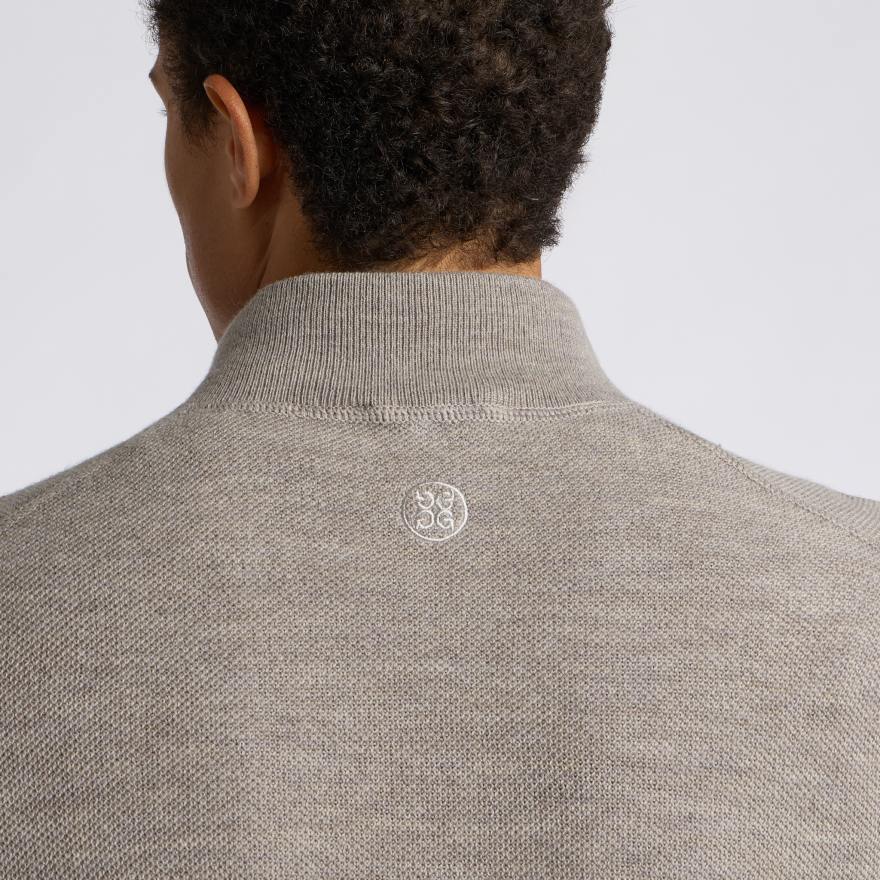 THE CLUB MERINO WOOL 1/4 ZIP SWEATER in PUMICE MELANGE - Alternate Image 4