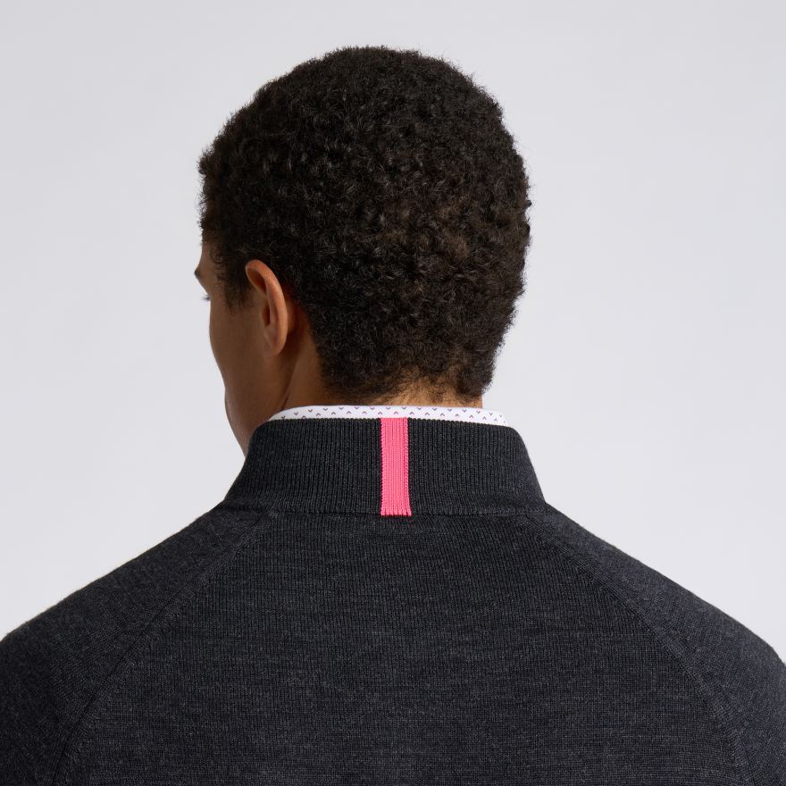 CIRCLE G MERINO WOOL 1/4 ZIP PULLOVER in CHARCOAL MELANGE / TWILIGHT - Alternate Image 4