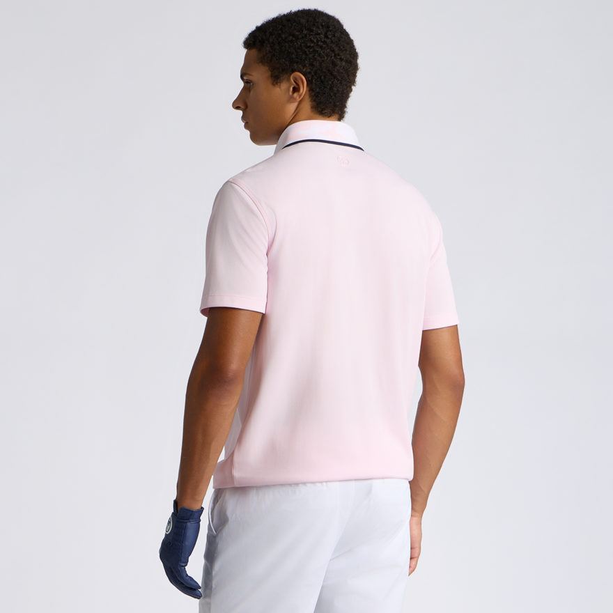 CAMO COLLAR PERFORMANCE PIQU&Eacute; POLO in BLUSH/SNOW - Alternate Image 2