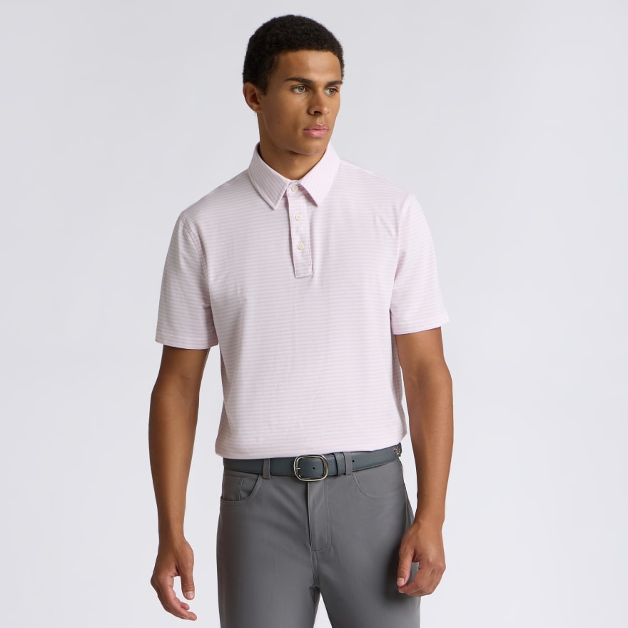 ALL PLAY STRIPE STRETCH KNIT POLO in Blush - Alternate Image 2