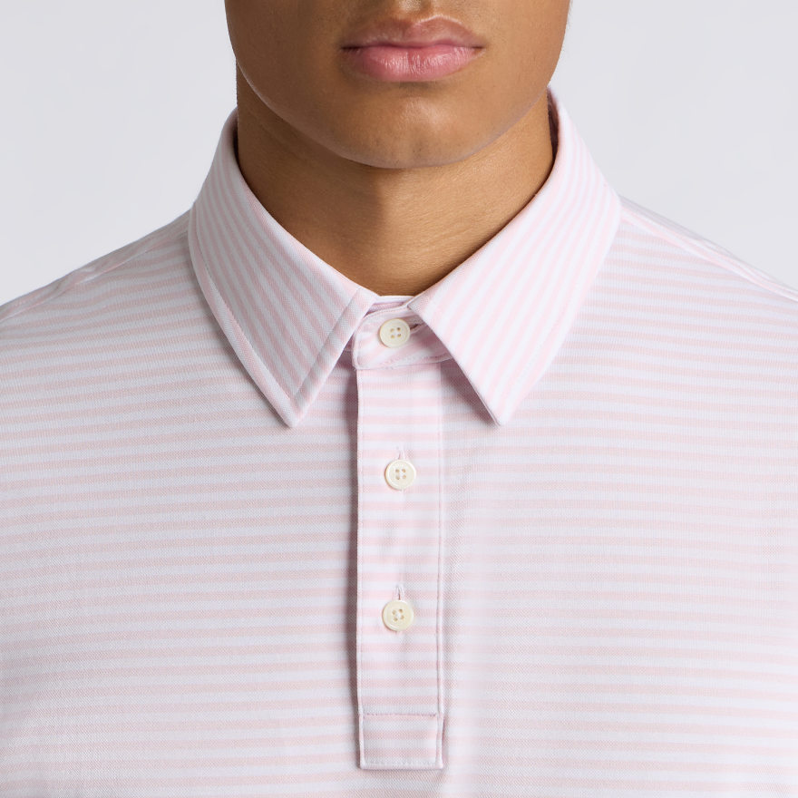 ALL PLAY STRIPE STRETCH KNIT POLO in Blush - Alternate Image 5