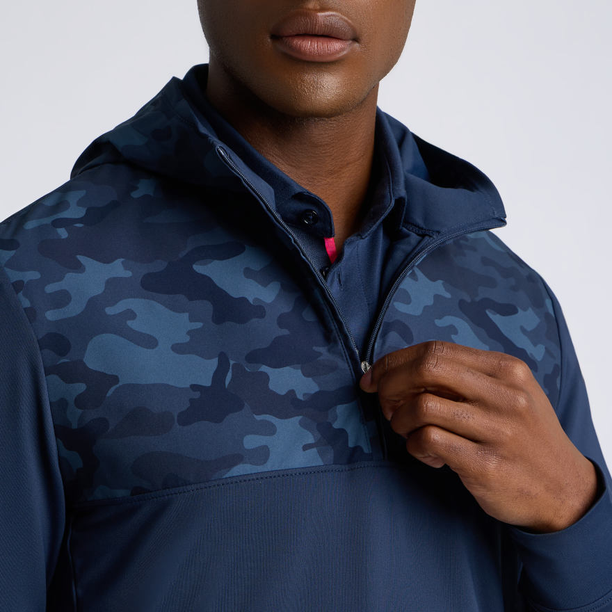 CAMO BRUSHED BACK TECH TERRY 1/4 ZIP HOODIE in TWILIGHT CAMO - Alternate Image 4