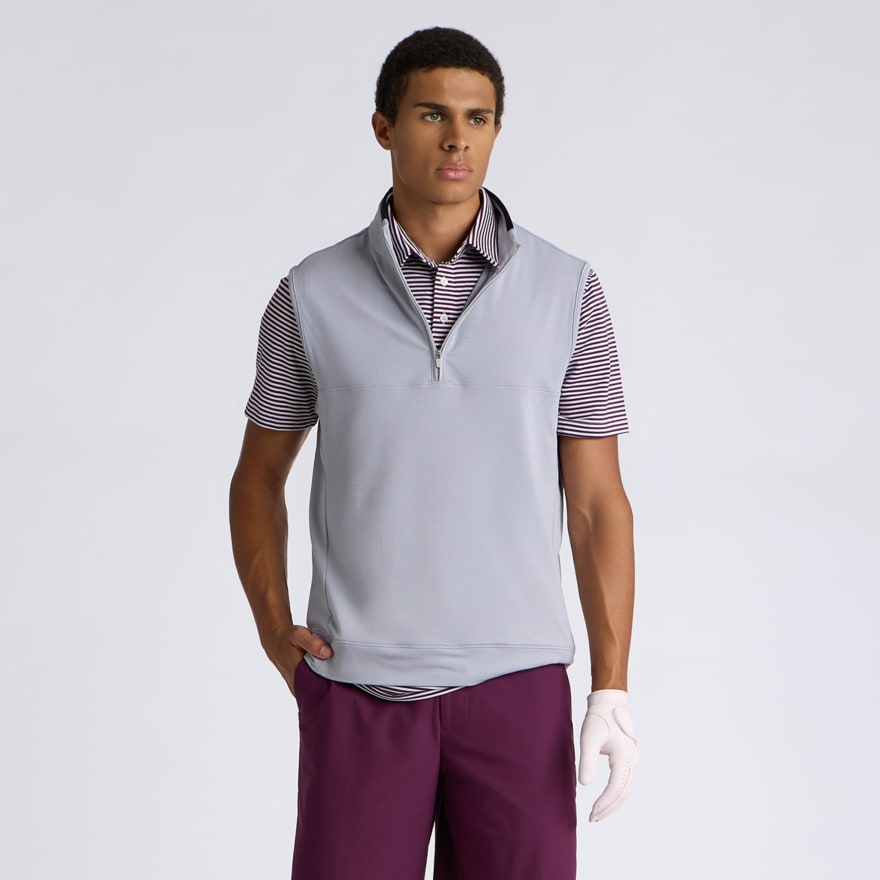 BRUSHED BACK TECH TERRY 1/4 ZIP VEST in NIMBUS MELANGE - Alternate Image 2