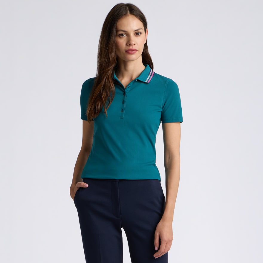 TECH NYLON RIB POLO in MARINE TEAL - Alternate Image 2