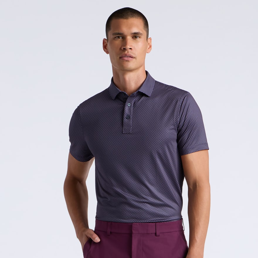 DIAMOND GEO TECH JERSEY POLO in TWILIGHT / DARK PLUM - Alternate Image 2