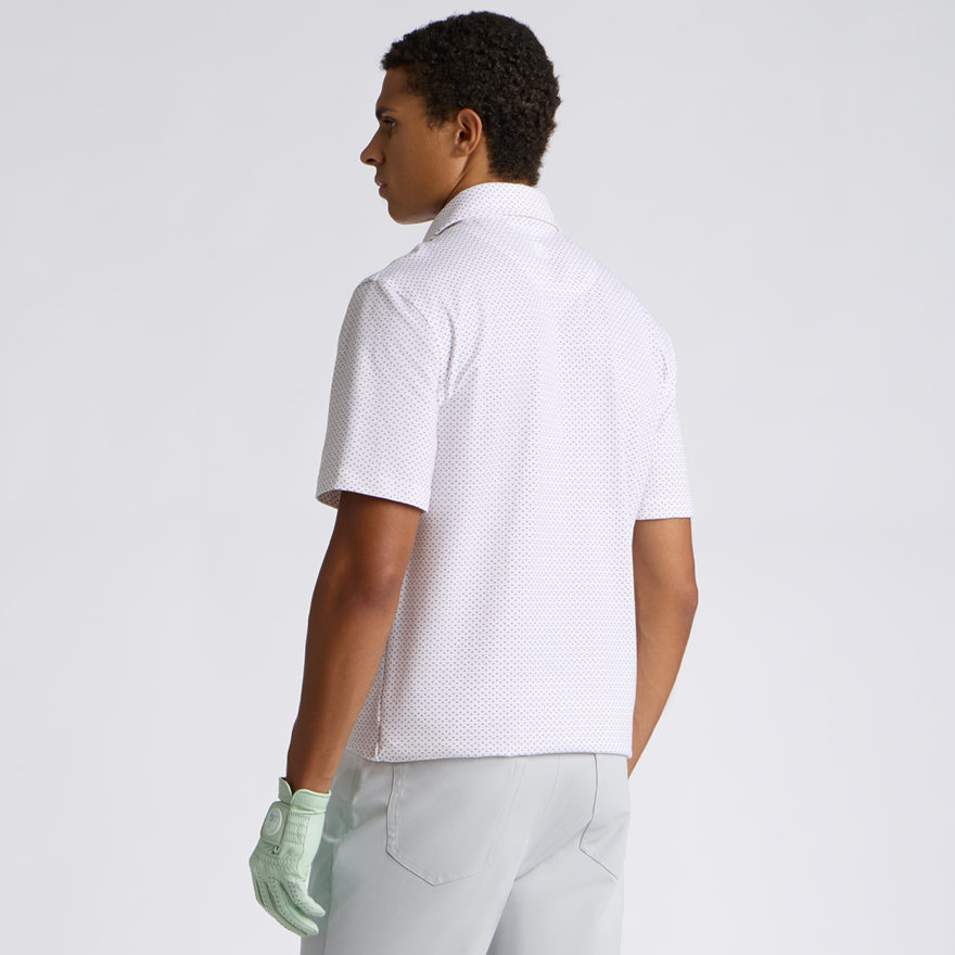 ALL PLAY SPADE GEO STRETCH KNIT POLO in SNOW / DARK PLUM - Alternate Image 1