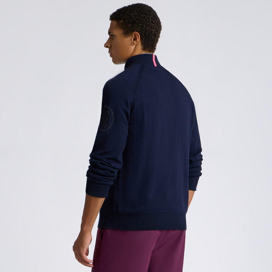 CIRCLE G MERINO WOOL 1/4 ZIP PULLOVER in TWILIGHT / CHARCOAL MELANGE - Alternate Image 3