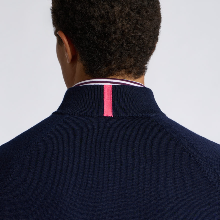 CIRCLE G MERINO WOOL 1/4 ZIP PULLOVER in TWILIGHT / CHARCOAL MELANGE - Alternate Image 4