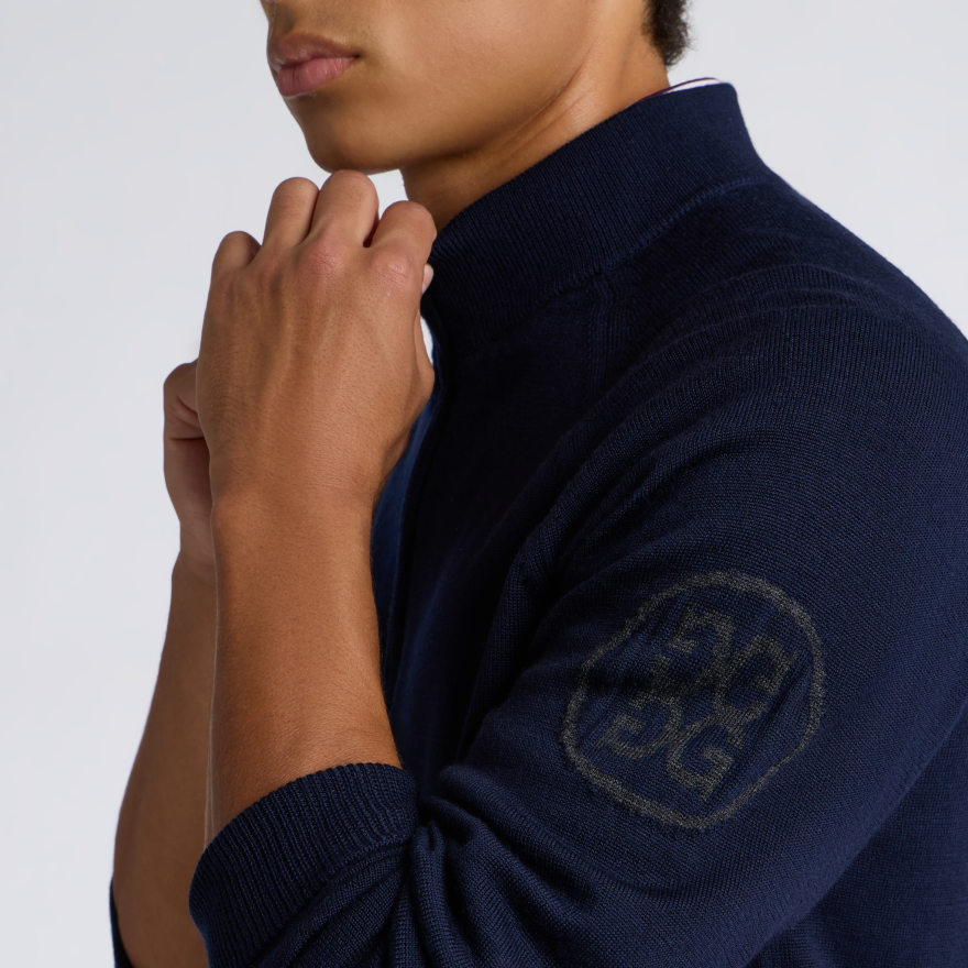 CIRCLE G MERINO WOOL 1/4 ZIP PULLOVER in TWILIGHT / CHARCOAL MELANGE - Alternate Image 5