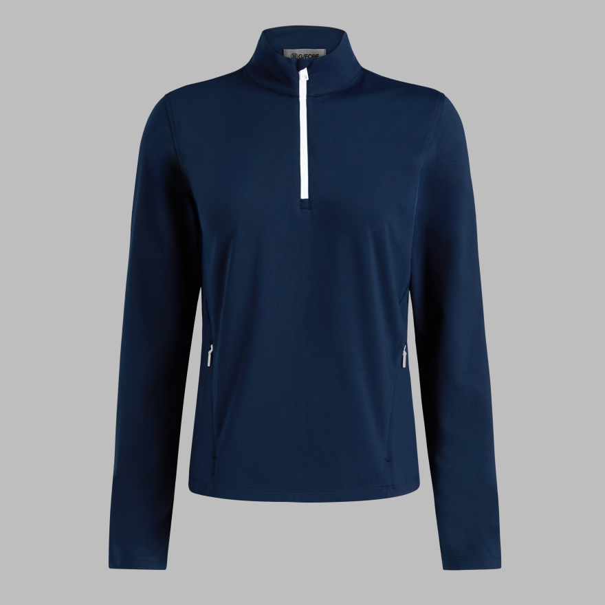 BRUSHED BACK STRETCH 1/4 ZIP PULLOVER in Twilight - Alternate Image 1