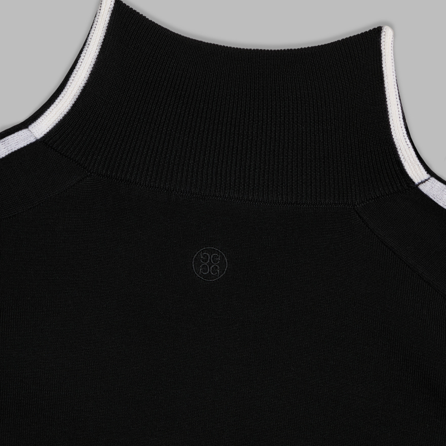 MERINO WOOL CONTRAST STRIPE QUARTER ZIP SWEATER - Alternate Image 4