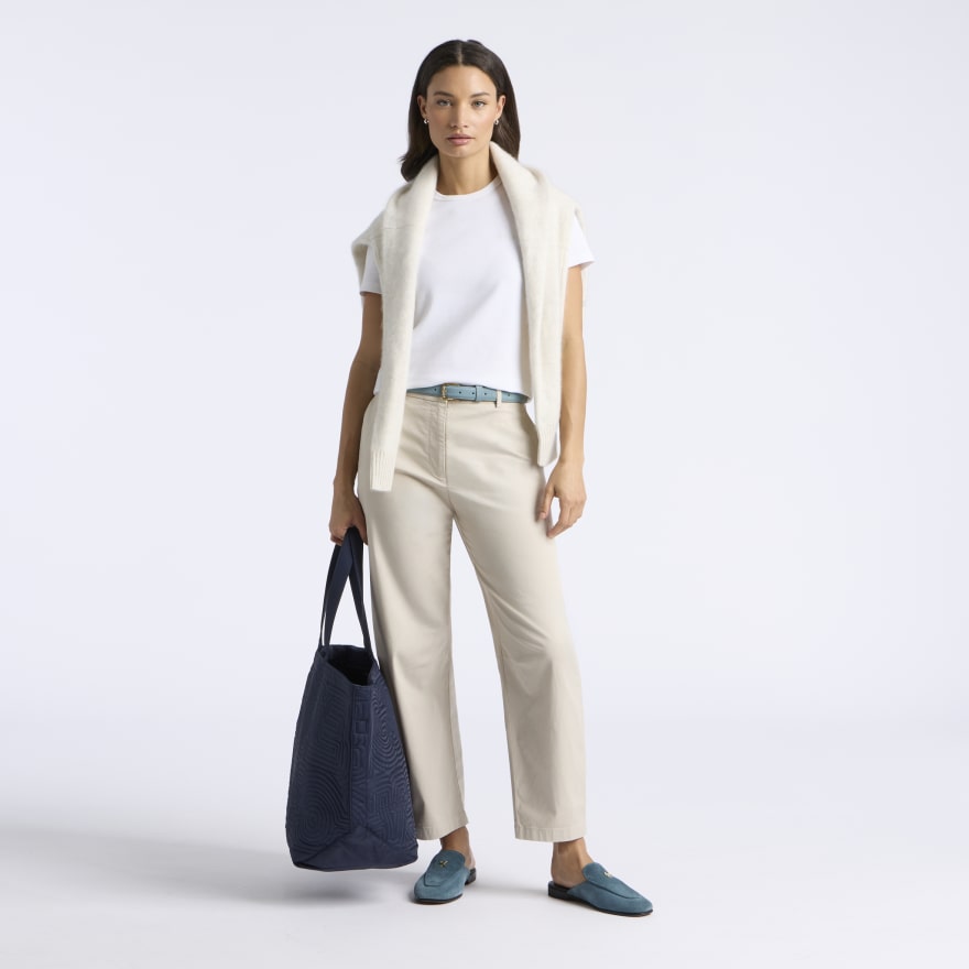 LTD RELEASE STRETCH COTTON GABARDINE BARREL LEG TROUSER in PUMICE - Alternate Image 1