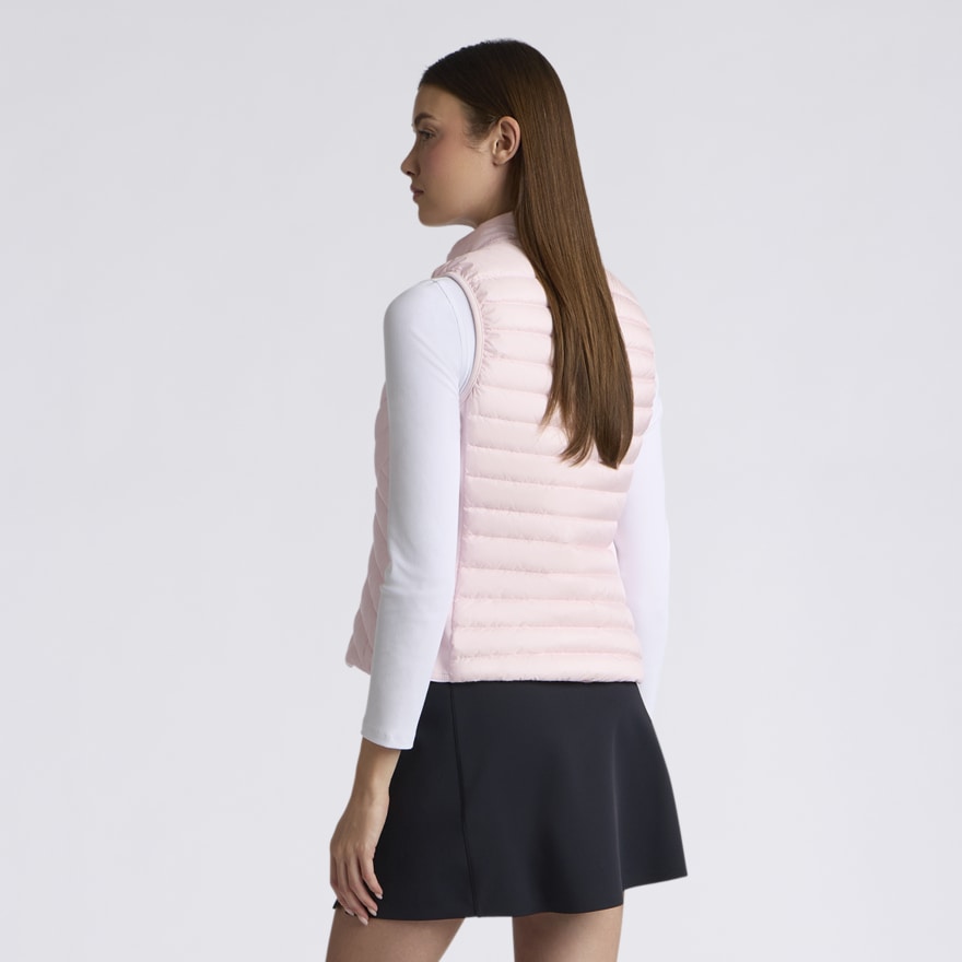 V-DOWN QUILTED STRETCH TECH INTERLOCK VEST in Blush - Alternate Image 3