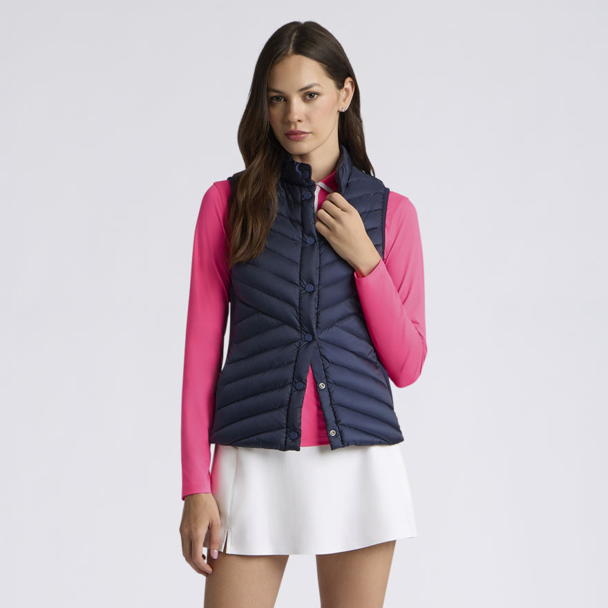 V-DOWN QUILTED STRETCH TECH INTERLOCK VEST in Twilight - Alternate Image 2