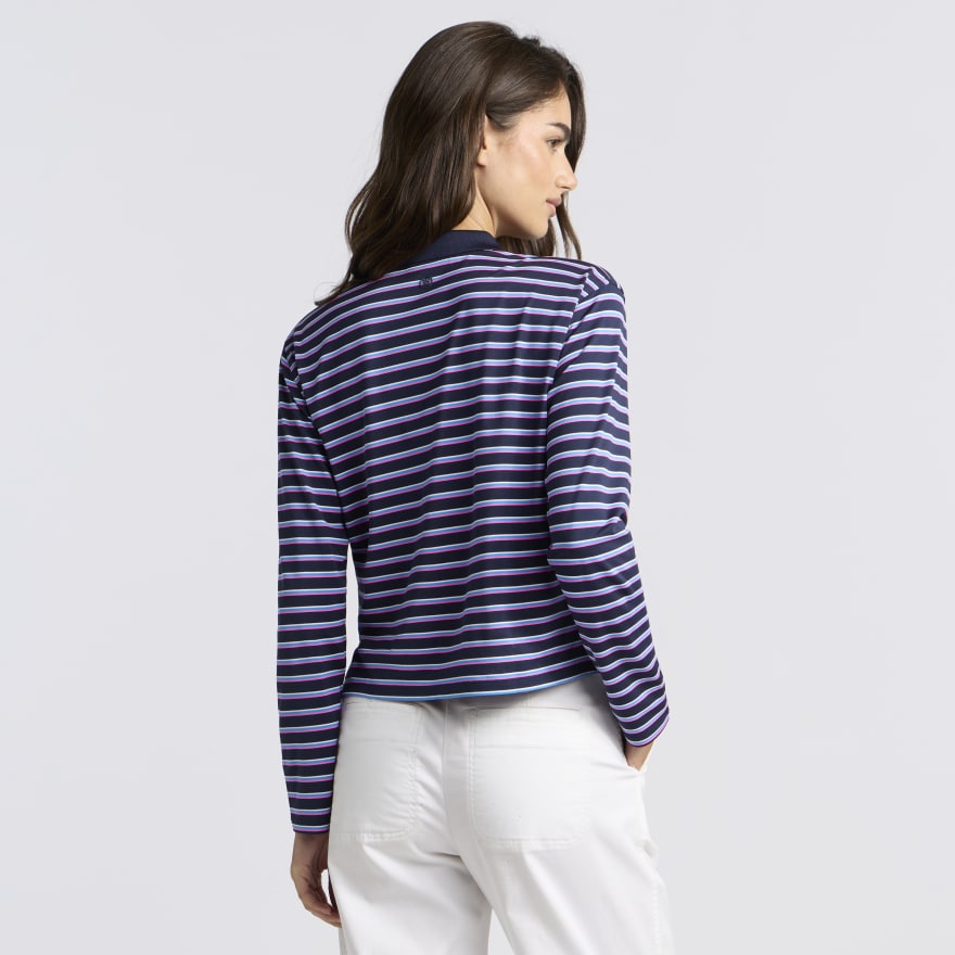 STRIPED IT TECH PIQU&Eacute; RELAXED LONG SLEEVE POLO in Twilight - Alternate Image 2