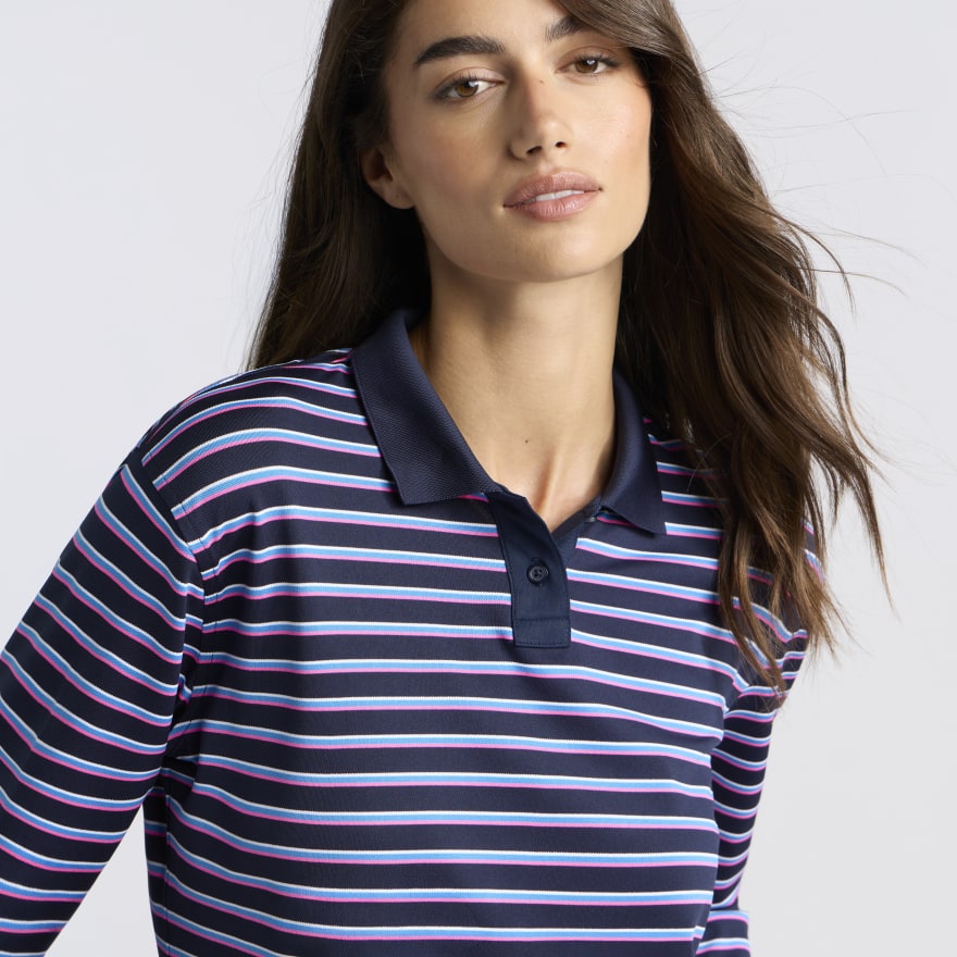 STRIPED IT TECH PIQU&Eacute; RELAXED LONG SLEEVE POLO in Twilight - Alternate Image 3