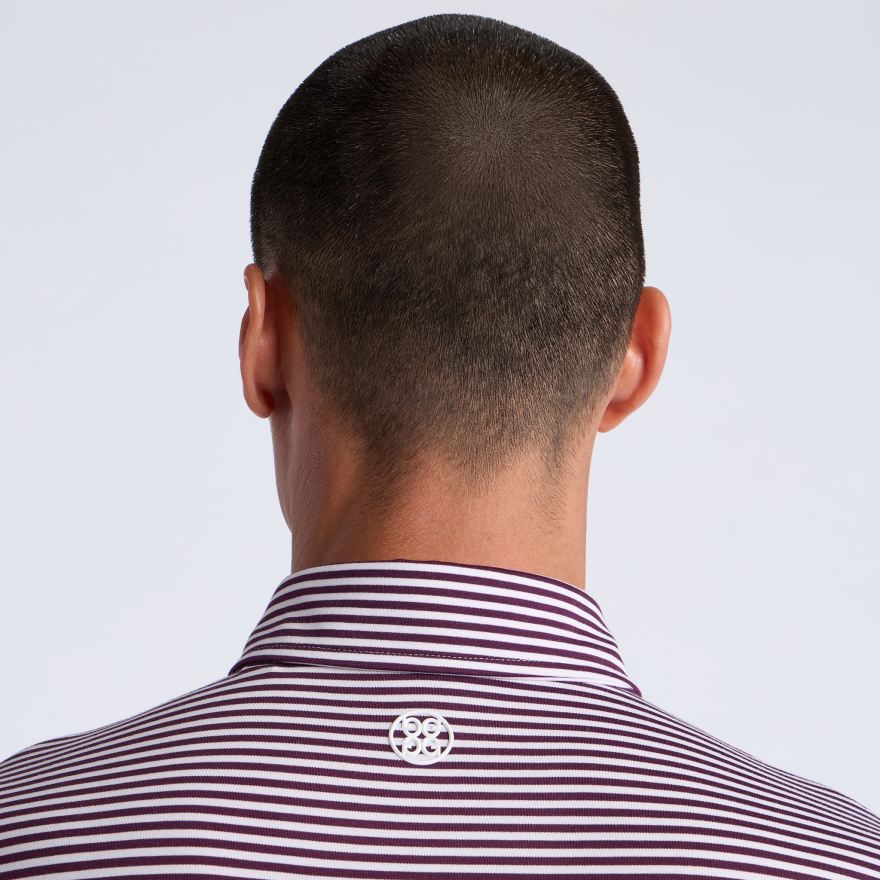ALL PLAY STRIPE STRETCH KNIT POLO in DARK PLUM - Alternate Image 3