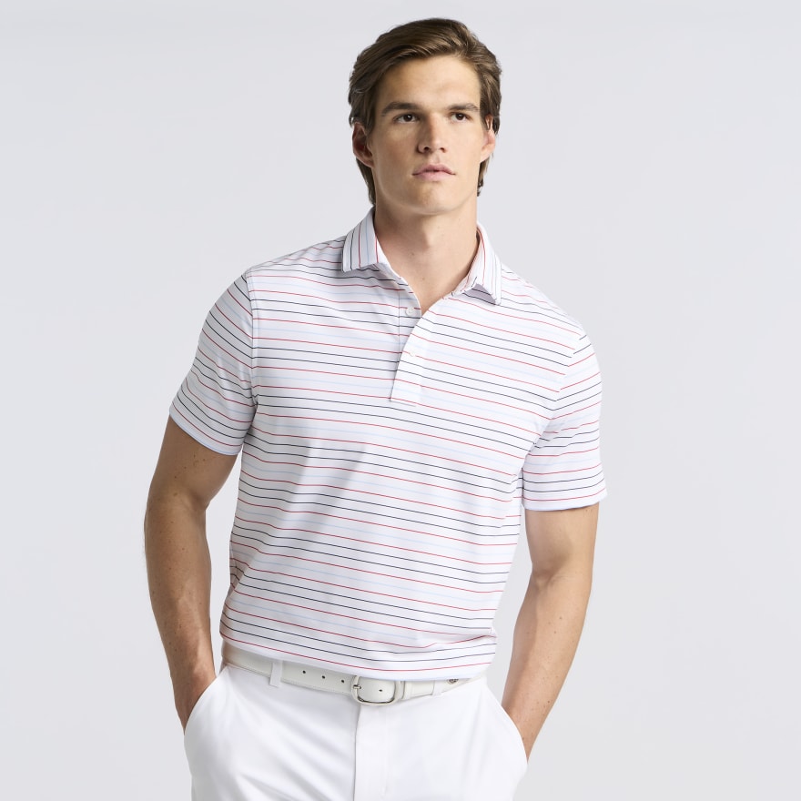 MULTI STRIPE TECH JERSEY POLO in Snow - Alternate Image 2