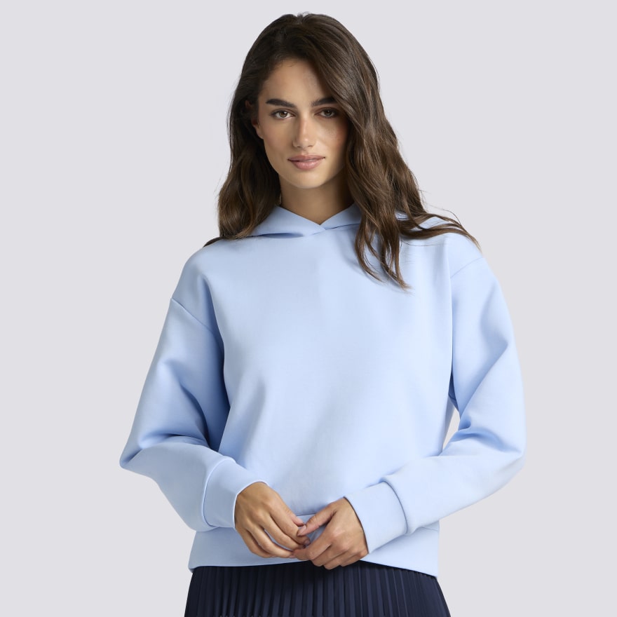COTTON BLEND SCUBA HOODIE in Sky - Alternate Image 2