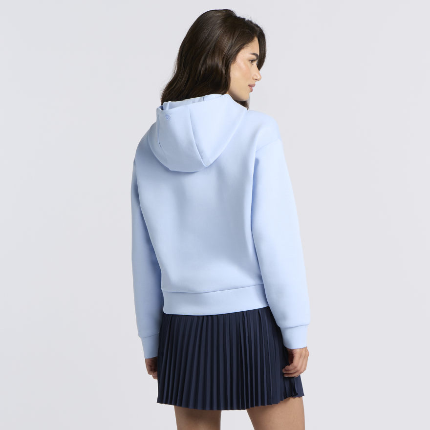 COTTON BLEND SCUBA HOODIE in Sky - Alternate Image 3