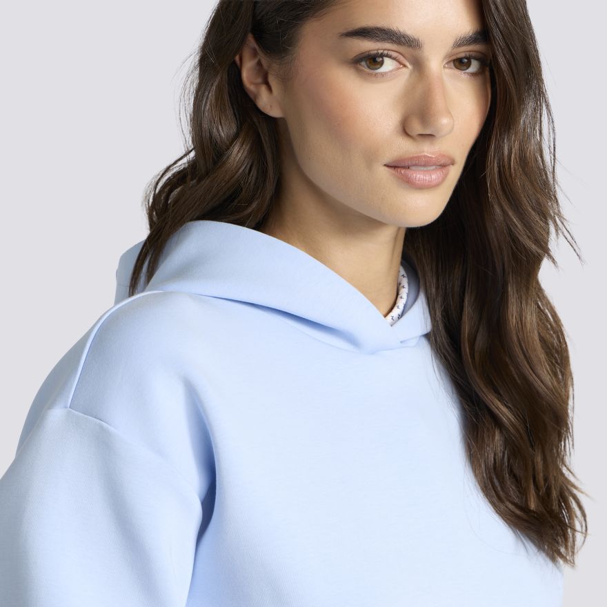 COTTON BLEND SCUBA HOODIE in Sky - Alternate Image 4