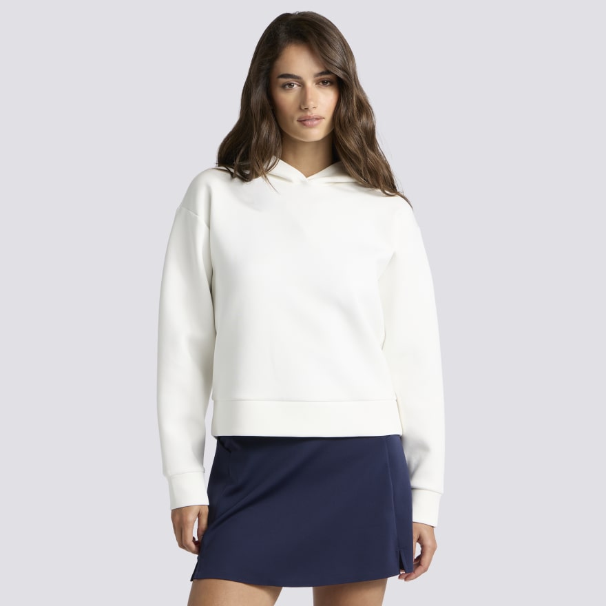COTTON BLEND SCUBA HOODIE in CHALK WHITE - Alternate Image 2