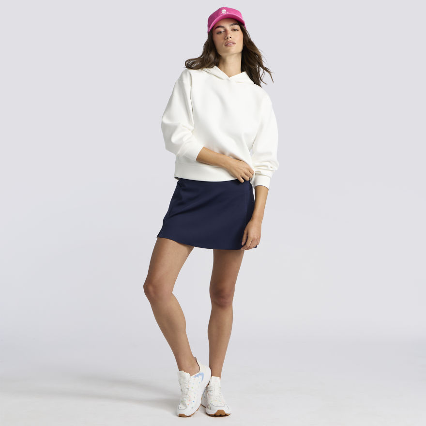 COTTON BLEND SCUBA HOODIE in CHALK WHITE - Alternate Image 1