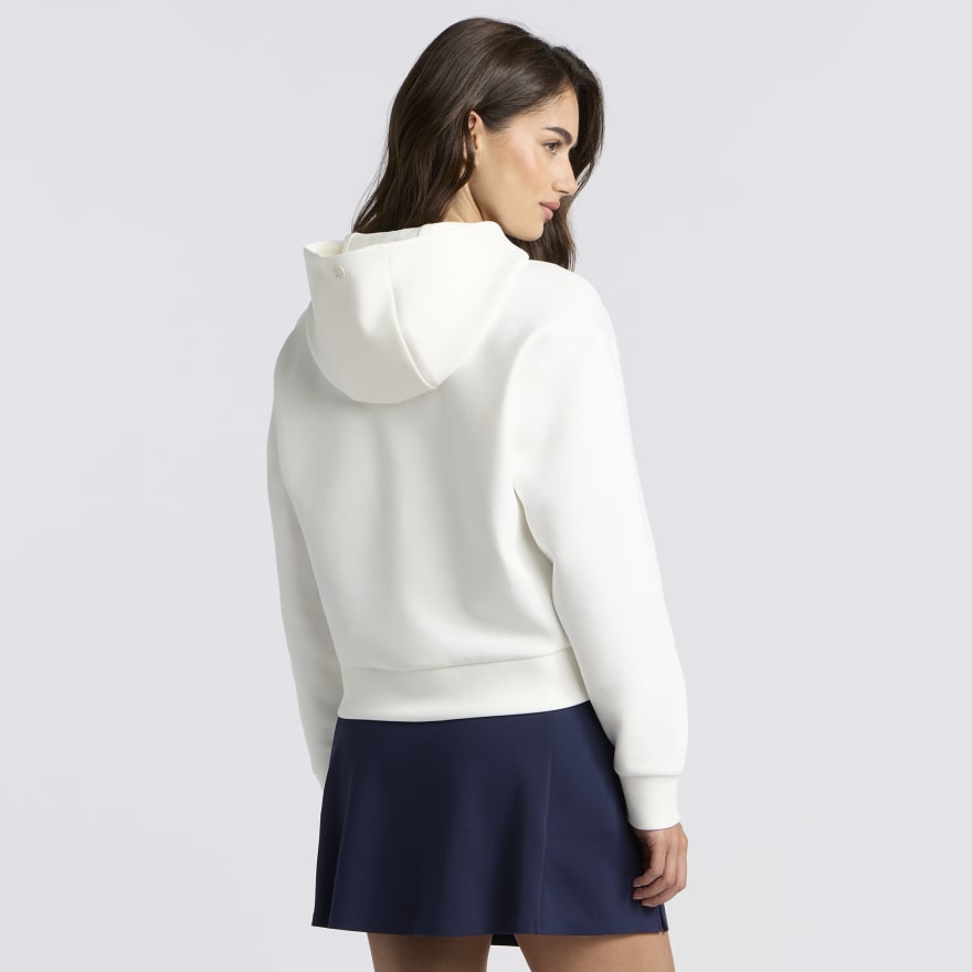 COTTON BLEND SCUBA HOODIE in CHALK WHITE - Alternate Image 3