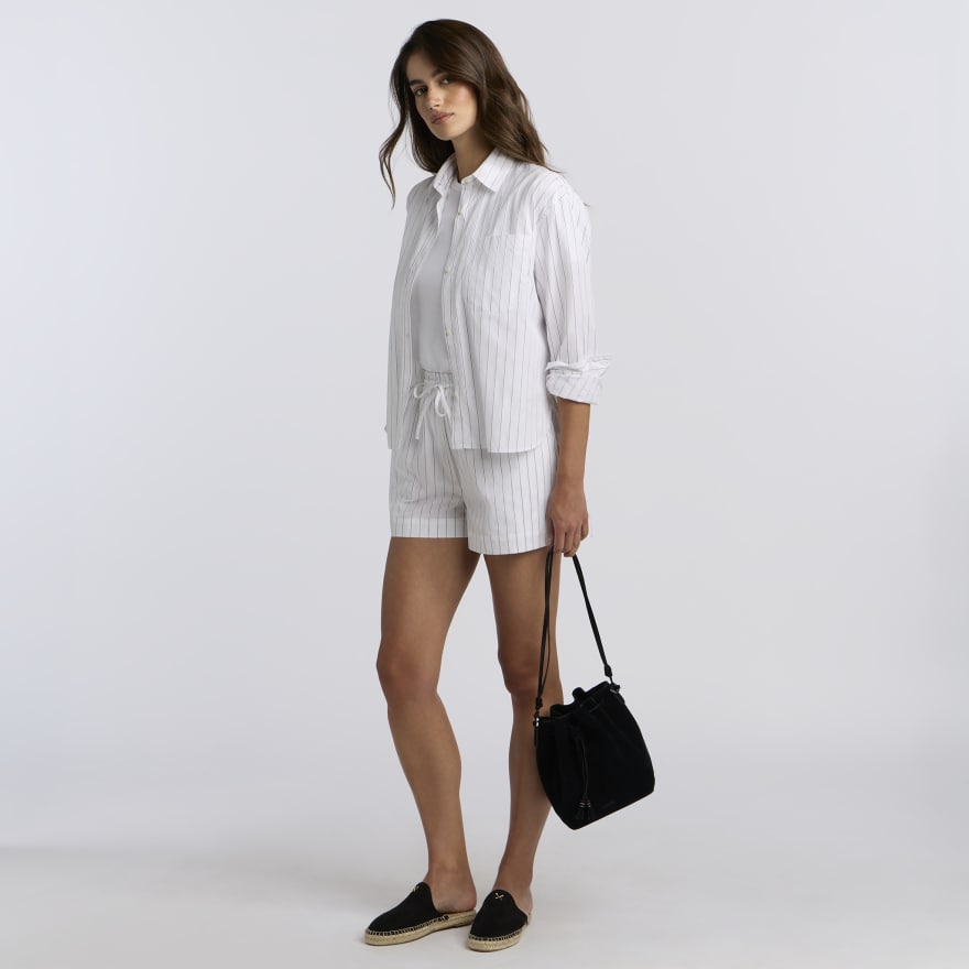 ON THE DAILY STRIPED SHIRT in Snow / Onyx - Alternate Image 1