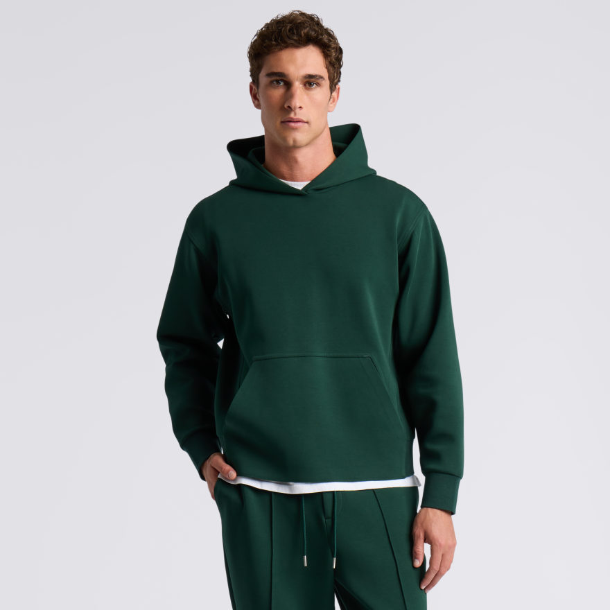 COTTON BLEND SCUBA HOODIE in Pine - Alternate Image 2