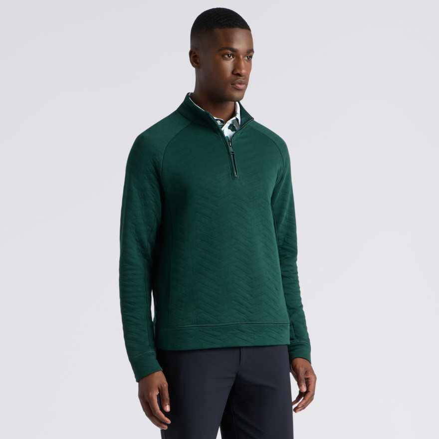 DUNES COTTON QUILTED 1/4 ZIP PULLOVER in Pine - Alternate Image 2