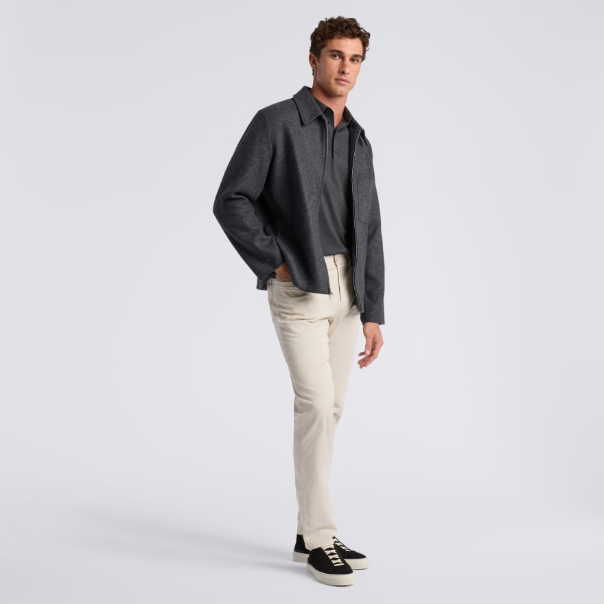 LTD RELEASE DOUBLE FACED MERINO WOOL CASHMERE SHIRT JACKET in CHARCOAL MELANGE - Alternate Image 2