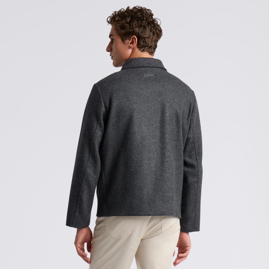 LTD RELEASE DOUBLE FACED MERINO WOOL CASHMERE SHIRT JACKET in CHARCOAL MELANGE - Alternate Image 4