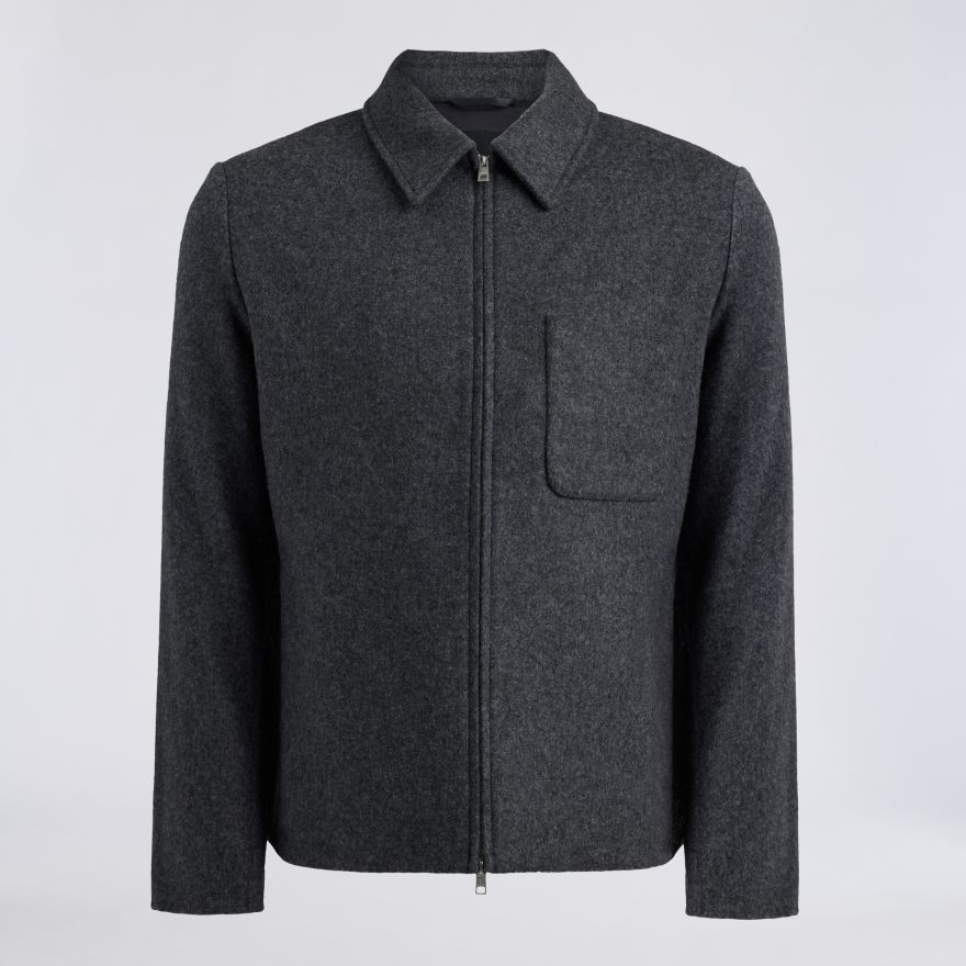 LTD RELEASE DOUBLE FACED MERINO WOOL CASHMERE SHIRT JACKET in CHARCOAL MELANGE - Alternate Image 1