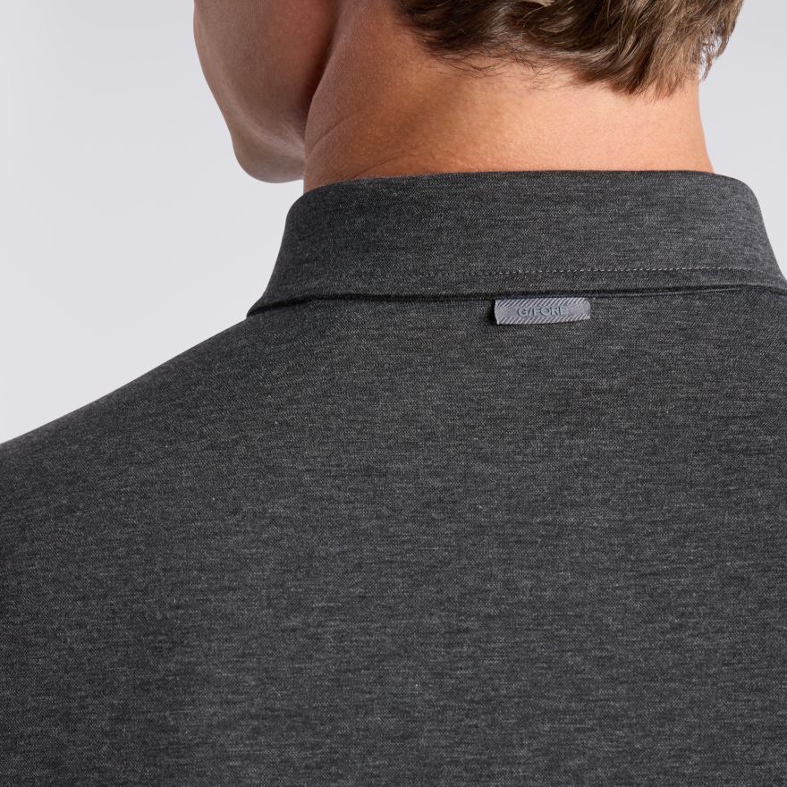 LUXE COTTON BLEND POLO in CHARCOAL MELANGE - Alternate Image 4