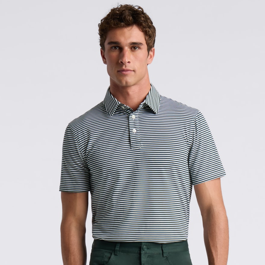 ALL PLAY STRIPE STRETCH KNIT POLO in Pine - Alternate Image 2