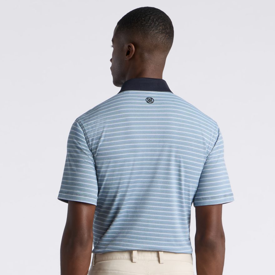 HERRINGBONE STRIPE TECH JERSEY POLO in Onyx/Snow - Alternate Image 3