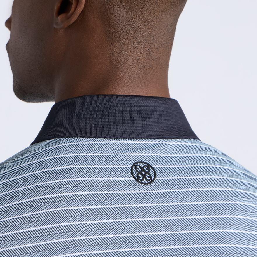 HERRINGBONE STRIPE TECH JERSEY POLO in Onyx/Snow - Alternate Image 4