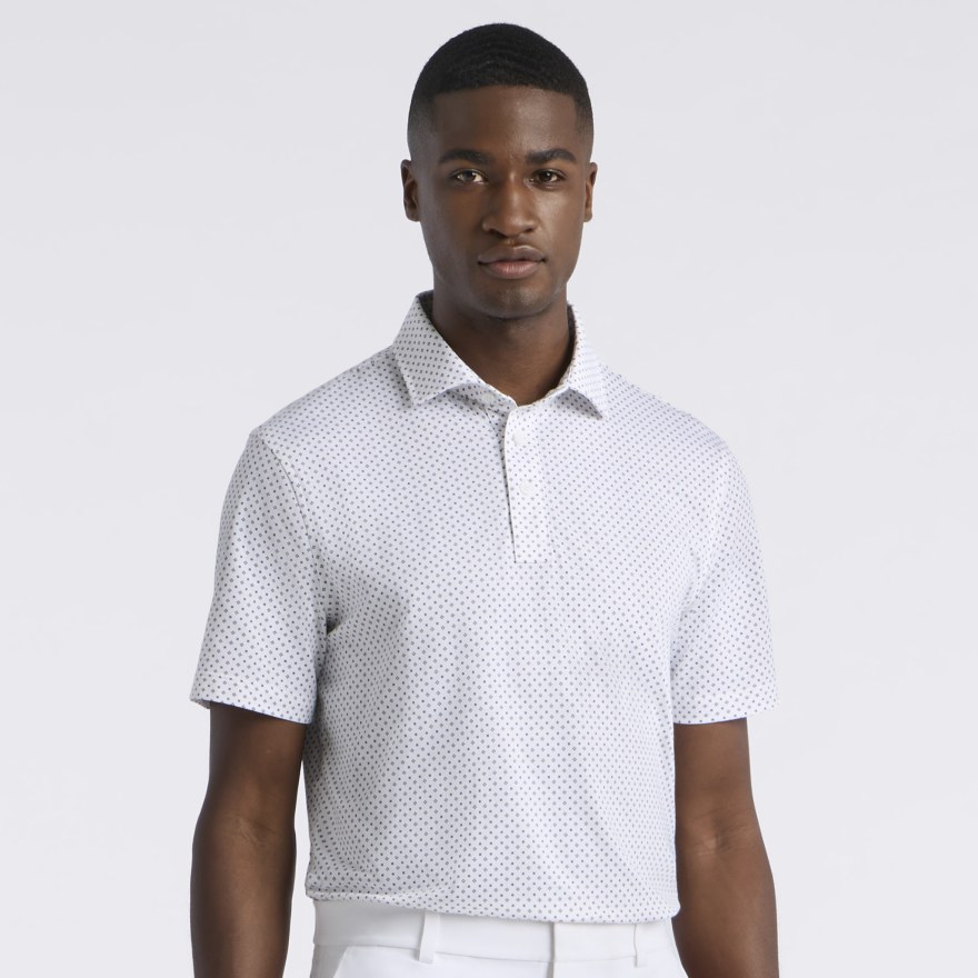 ALL PLAY FOULARD GEO STRETCH KNIT POLO in Snow / Onyx - Alternate Image 2