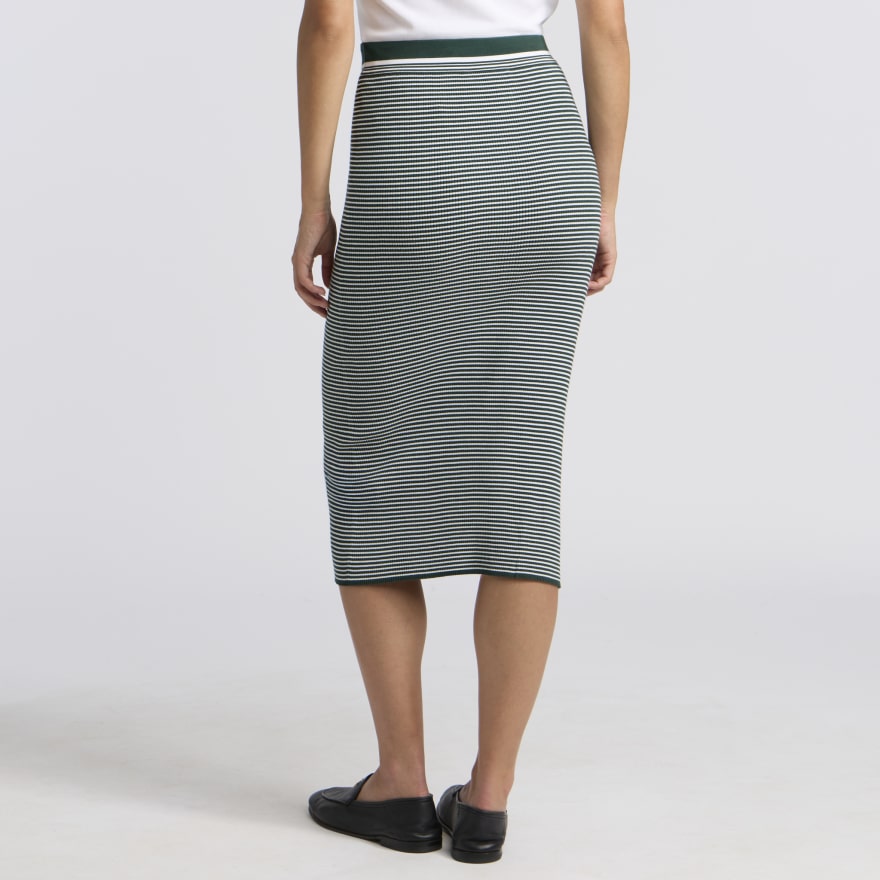 STRIPE RIB MIDI SKIRT in PINE/SNOW - Alternate Image 3